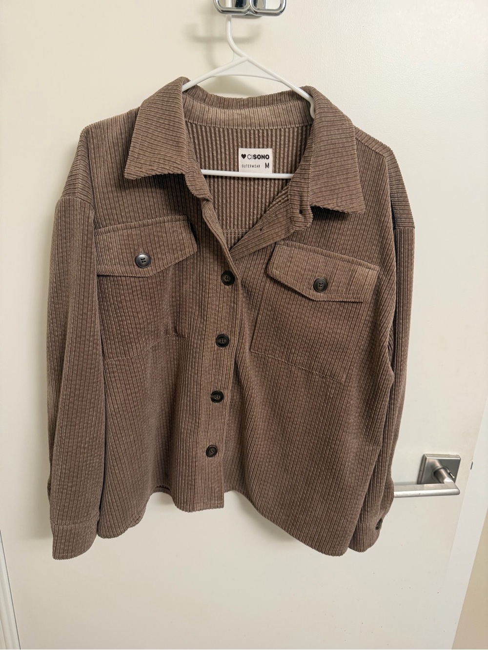 Ci Sono Taupe Brown Ribbed Button-Front Jacket